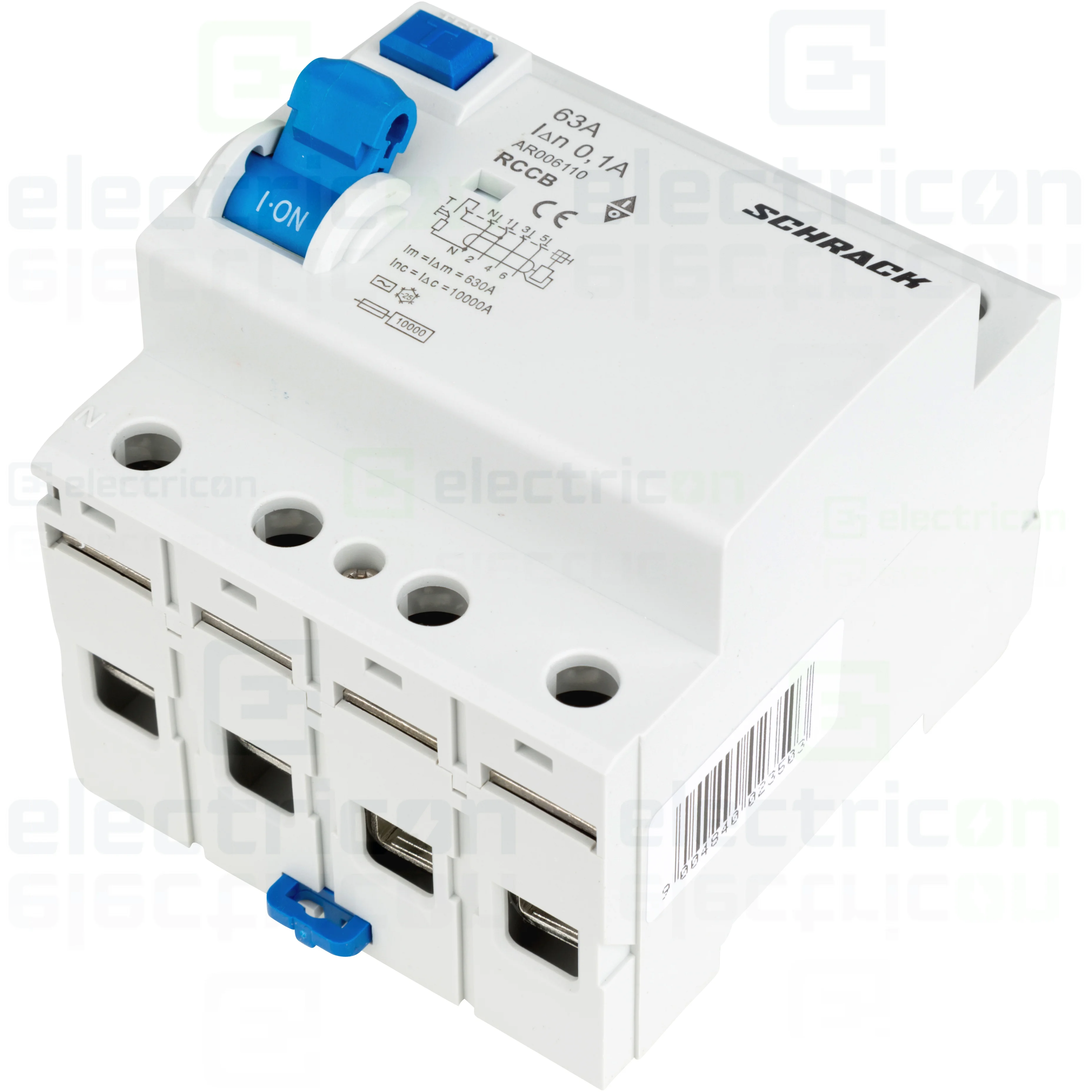 Intrerupator diferential RCCB, 4P, 100mA, 10kA, tip A, 63A, Amparo, Schrack [3]