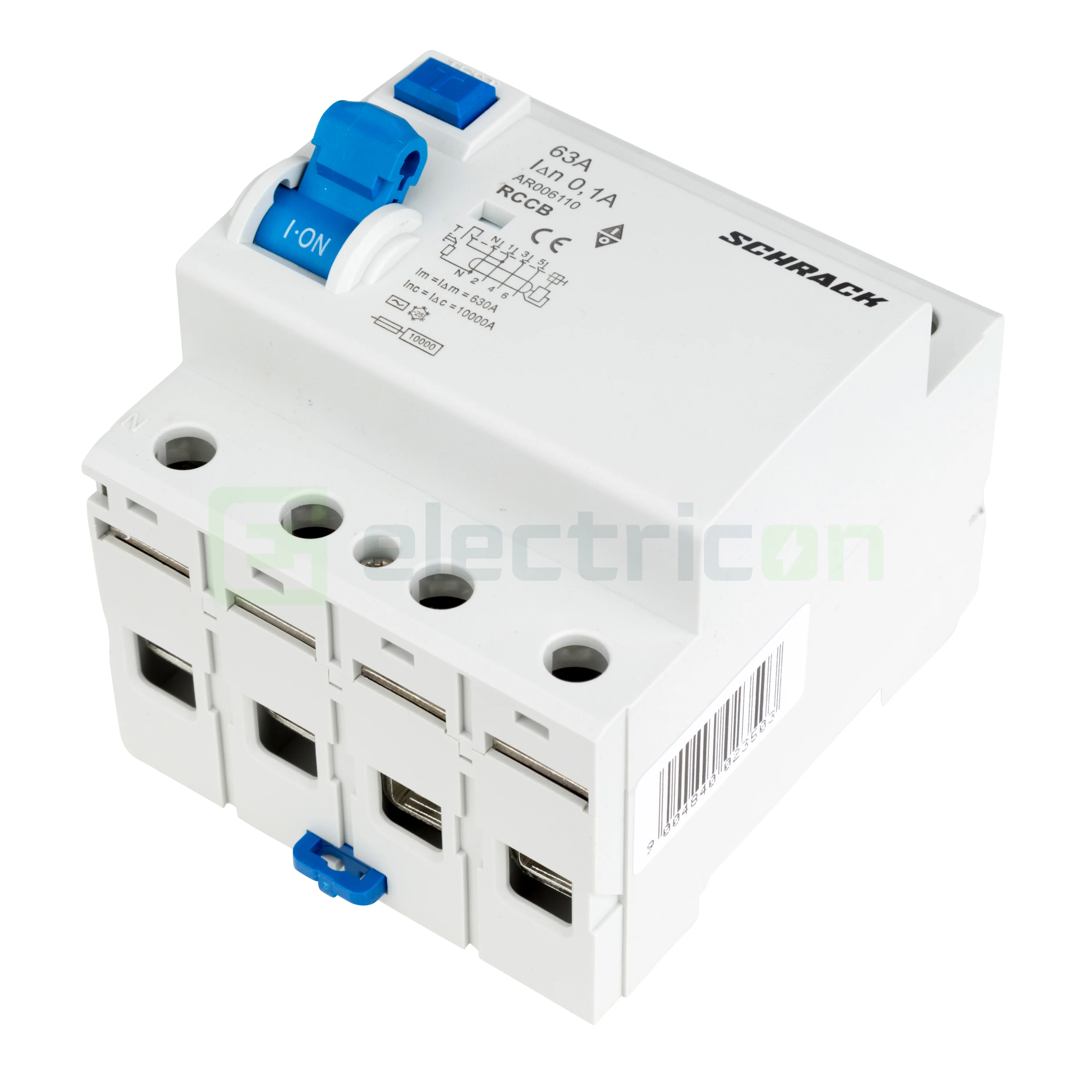 Intrerupator diferential RCCB, 4P, 100mA, 10kA, tip A, 63A, Amparo, Schrack [3]