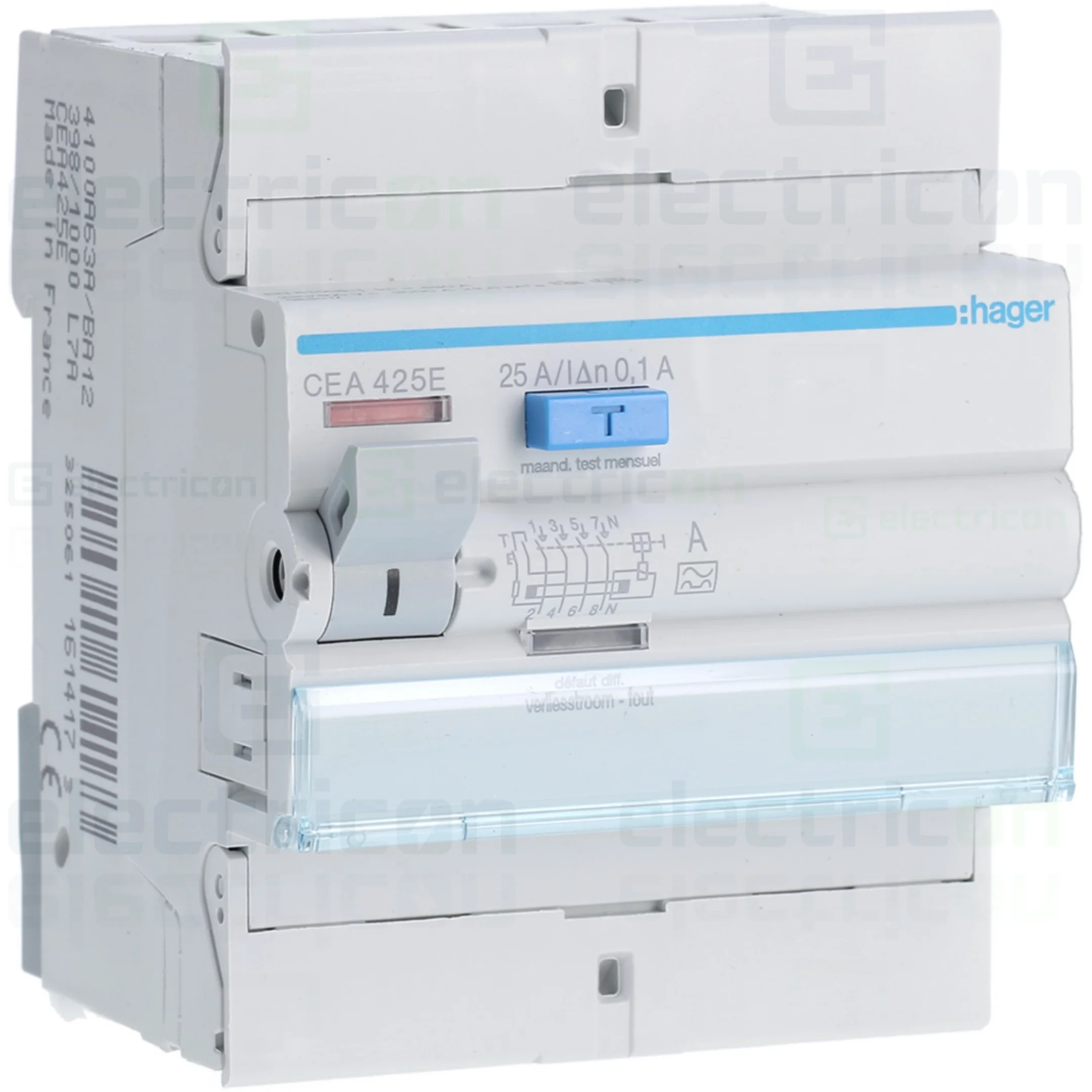 Intrerupator RCCB 4P 100mA 25A tip A Hager CEA425E [1]
