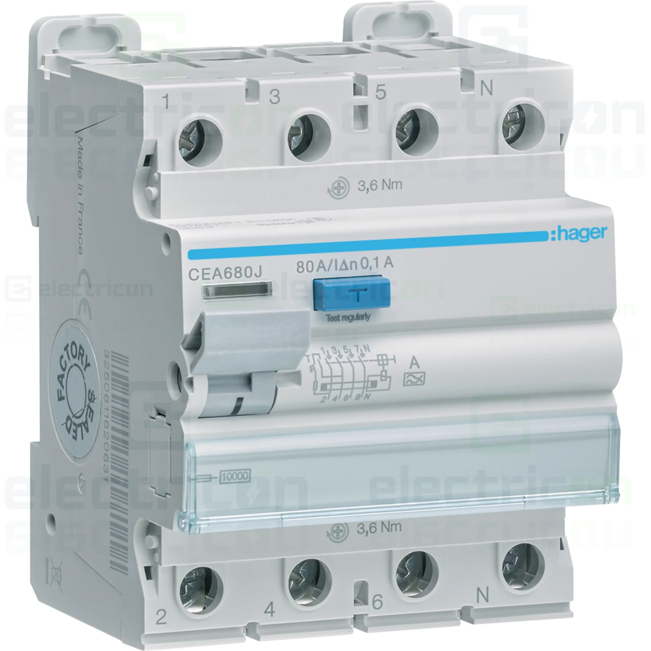 Intrerupator RCCB 4P 100mA 80A tip A Hager CEA680J [1]