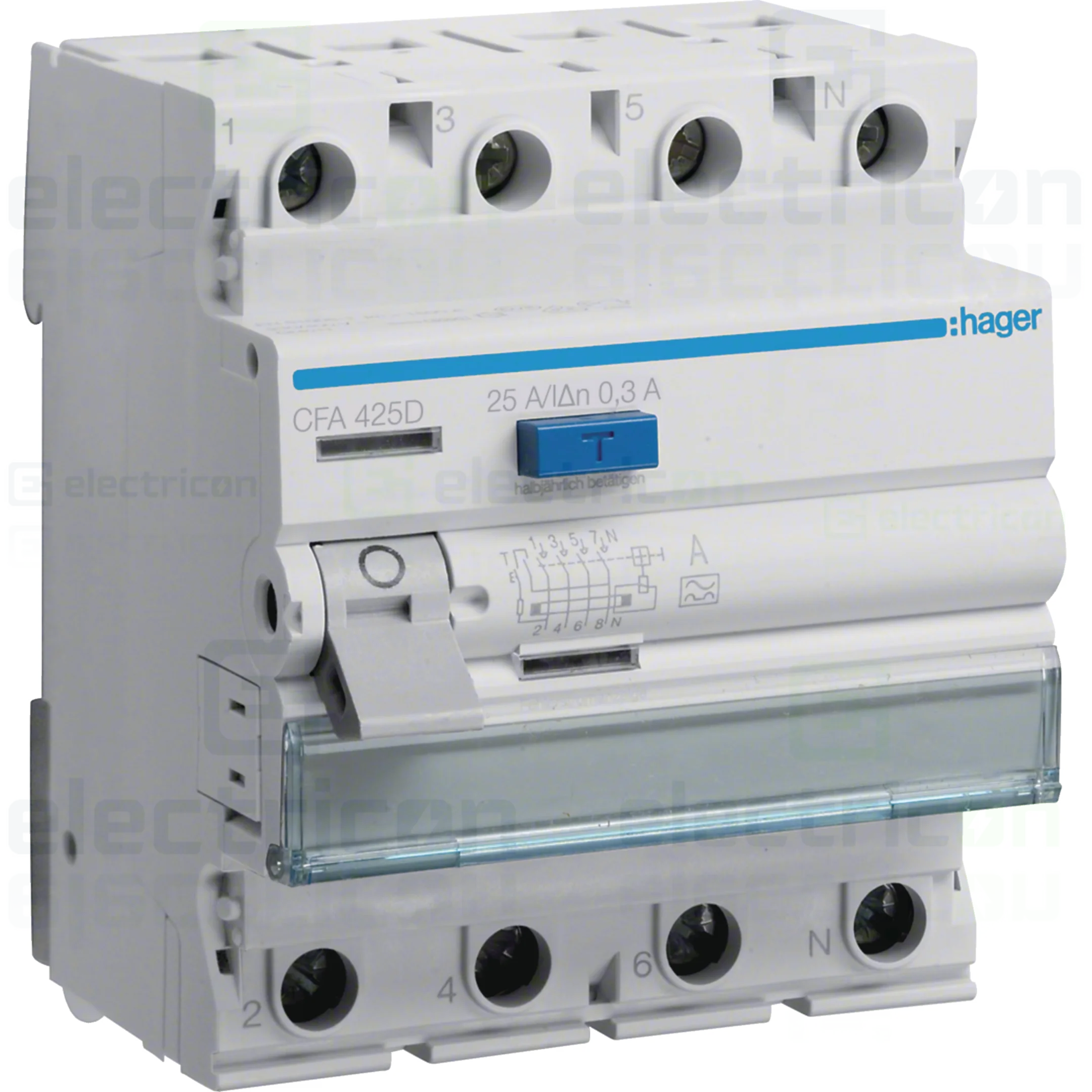 Intrerupator RCCB 4P 300mA 25A tip A Hager CFA425D [1]