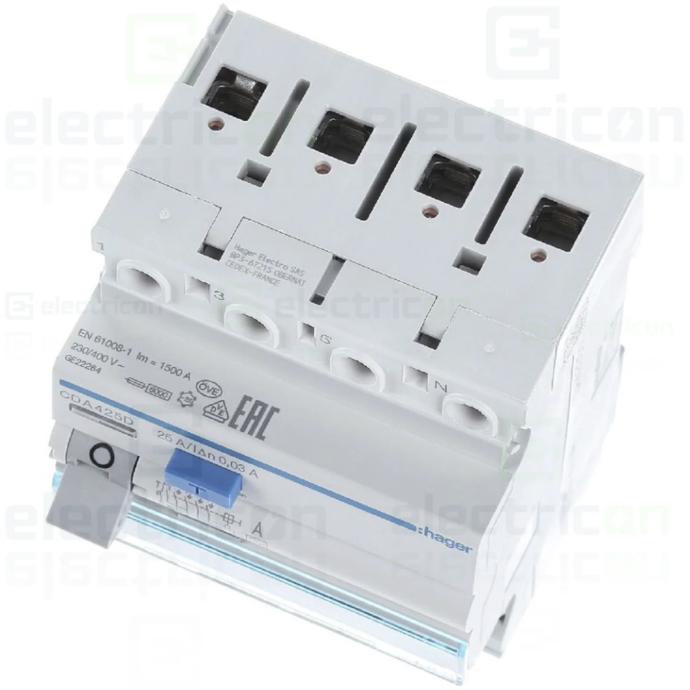 Intrerupator RCCB 4P 30mA 25A tip A Hager CDA425D [5]