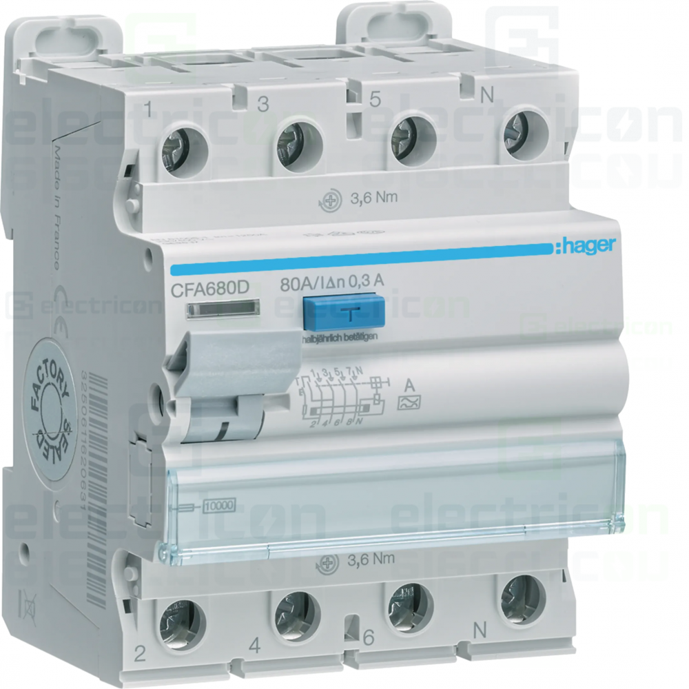 Intreruptor RCCB 80A/300mA Hager - CFA680D [1]