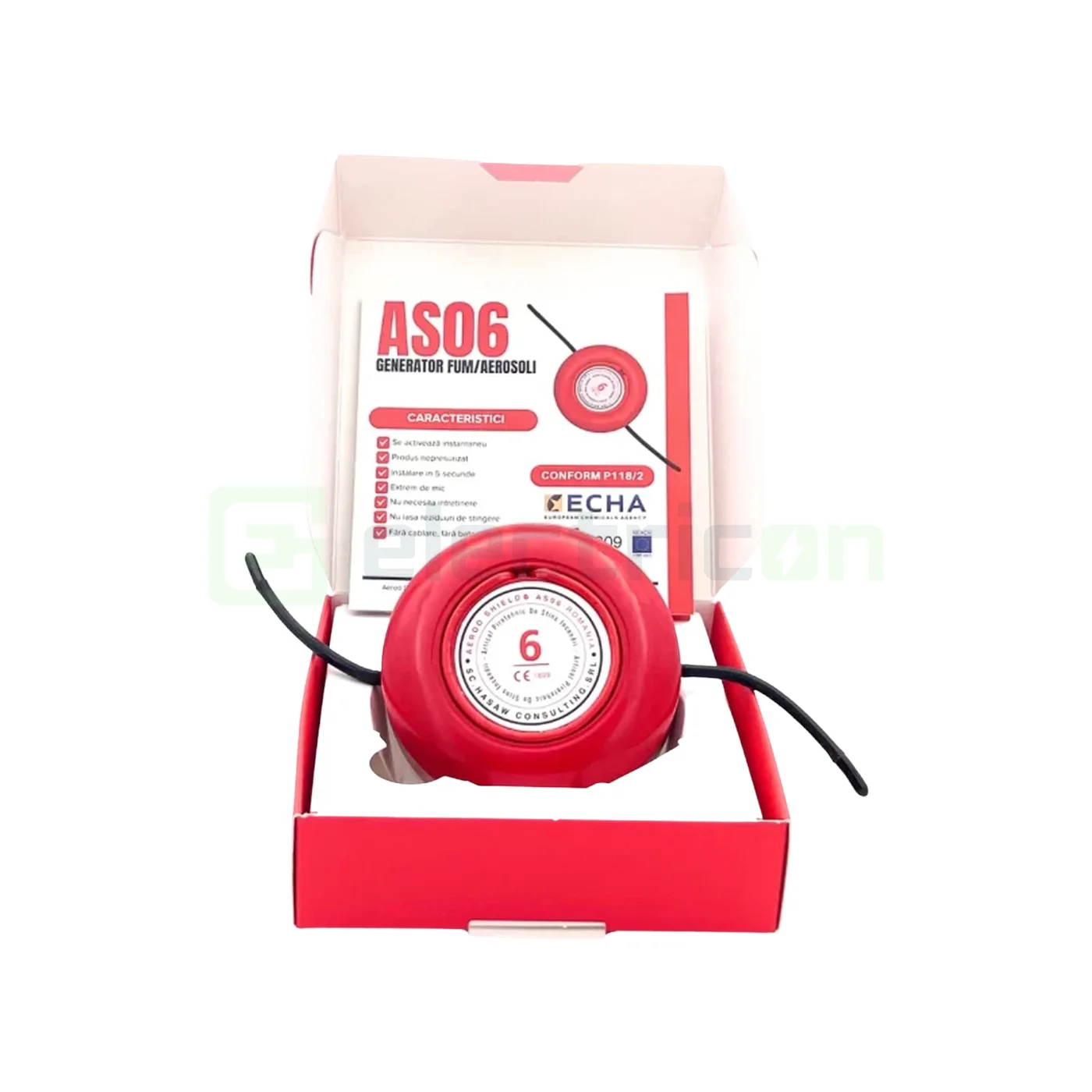 Pastila stingere incediu pentru tablou electric cu aerosoli , capacitatea de stingere 0.6 mc, pornire la contact cu flacara, Aeroo Shield 6, AS06 [4]