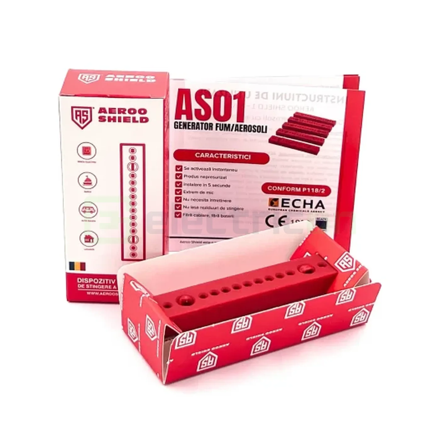 Pastila stingere incediu pentru tablouri electrice cu aerosoli , capacitatea de stingere 0.1 mc, pornire la contact cu flacara, Aeroo Shield 1, AS01 [4]