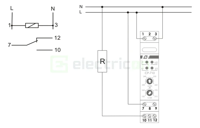 Releu tensiune monofazat blocare timp 16A CP-710 F&F Filipowski [6]