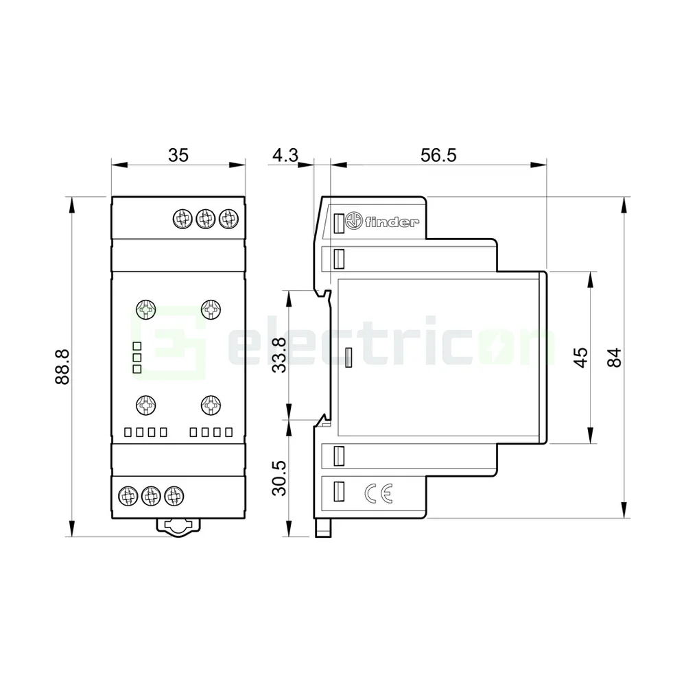 Releu monitorizare pentru tensiune trifazată,reglabil, 1C,6A, 415V, Finder,70.31.8.400.2022 [6]