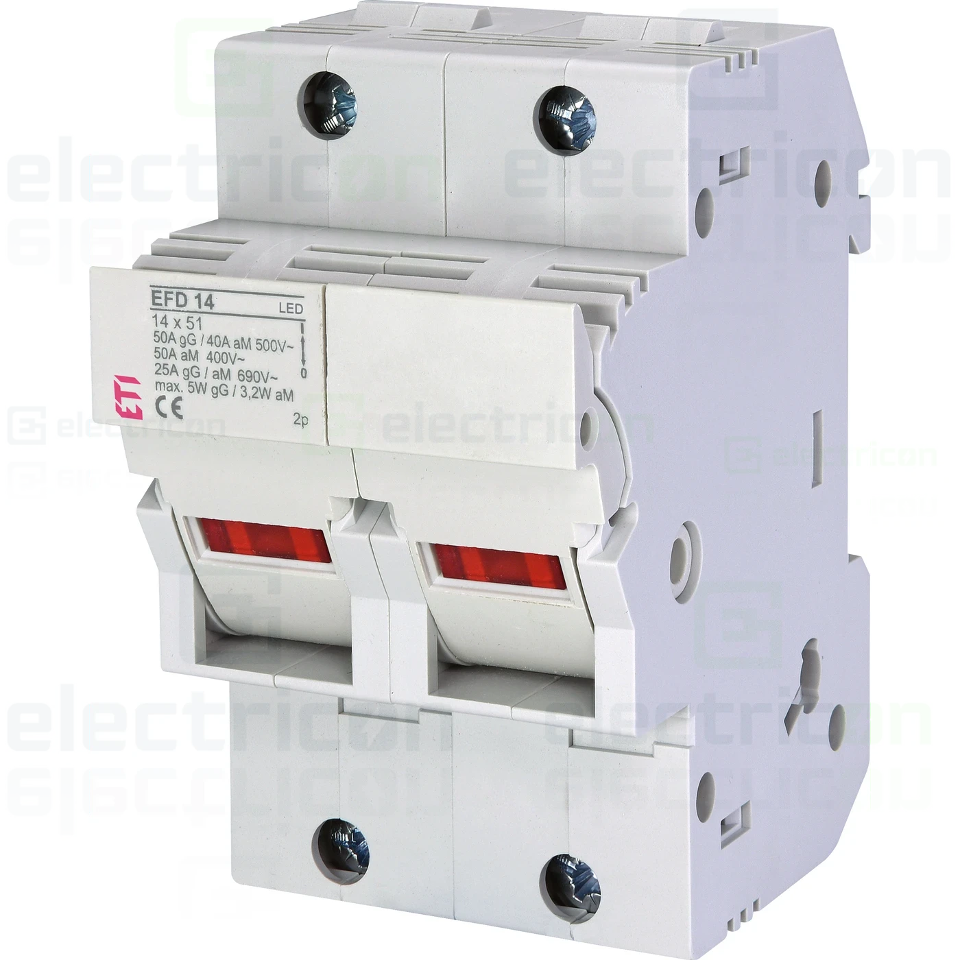 Separator fuzibil (soclu), pentru CH 14x51, maxim 50A, 2P, EFD 14 2p , ETI, 002560013 [1]