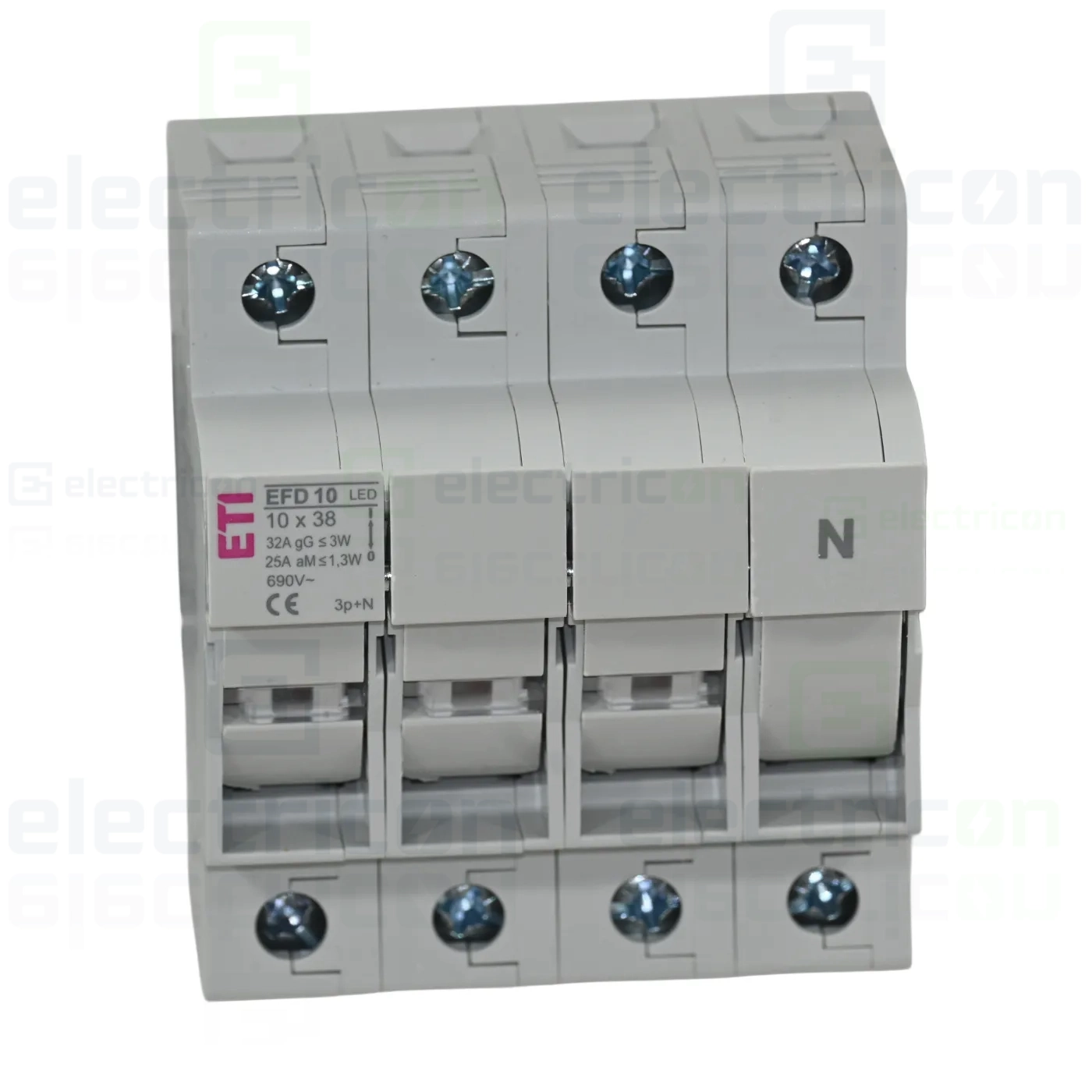 Separator fuzibil (soclu), pentru CH10x38, maxim 32A, 3P+N, cu LED,EFD 10 3p+N LED,  ETI, 002540015 [1]