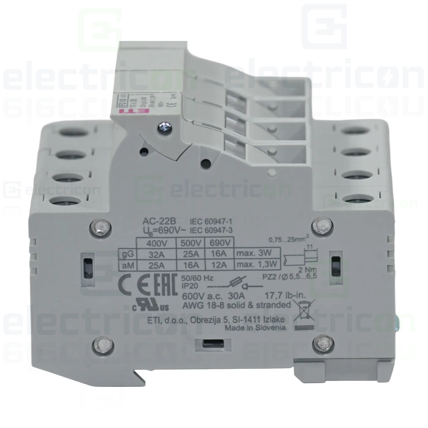 Separator fuzibil (soclu), pentru CH10x38, maxim 32A, 3P+N, cu LED,EFD 10 3p+N LED,  ETI, 002540015 [3]