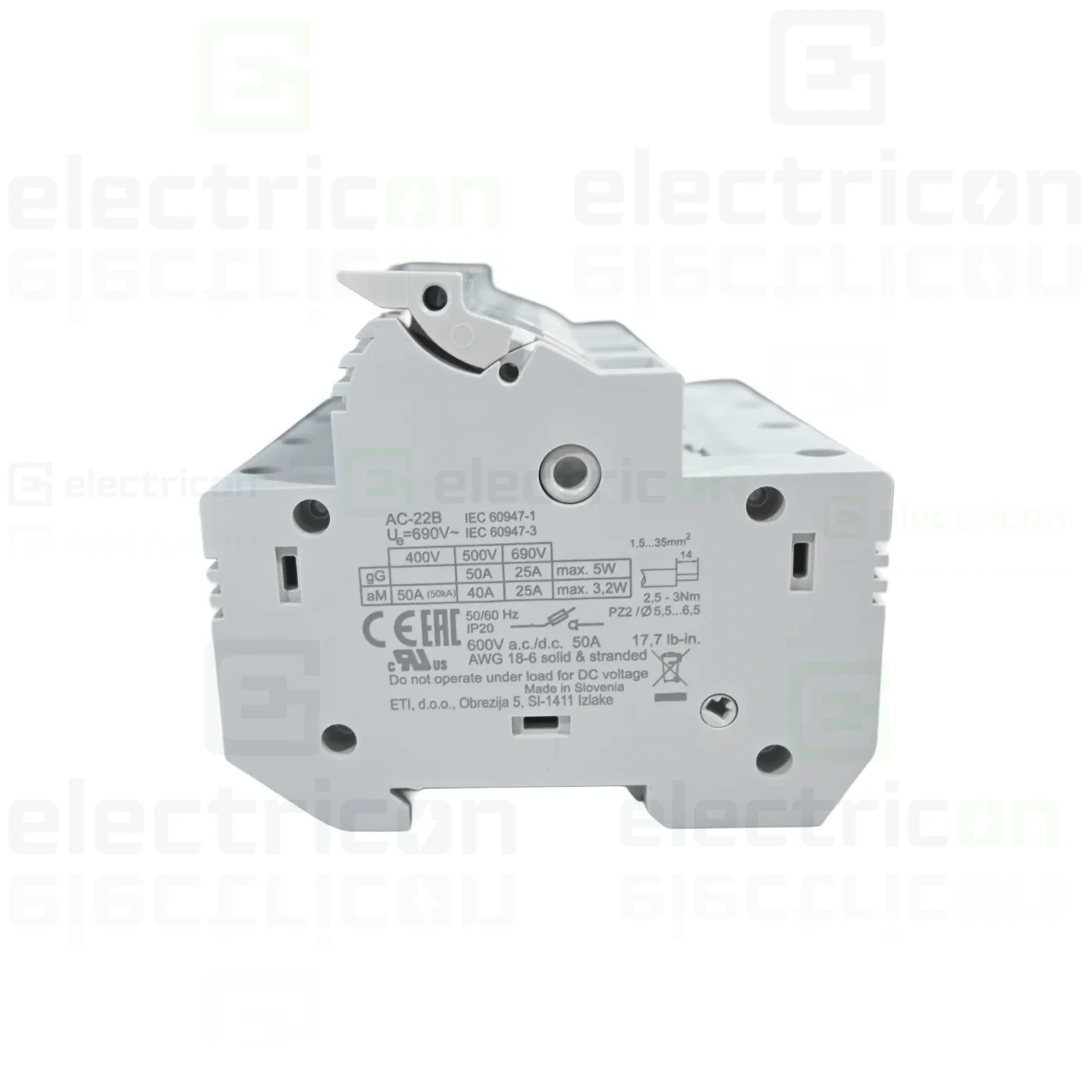 Separator fuzibil (soclu), pentru CH14x51, maxim 50A, 3P+N, cu LED,EFD 14 3p+N LED,  ETI, 002560015 [4]