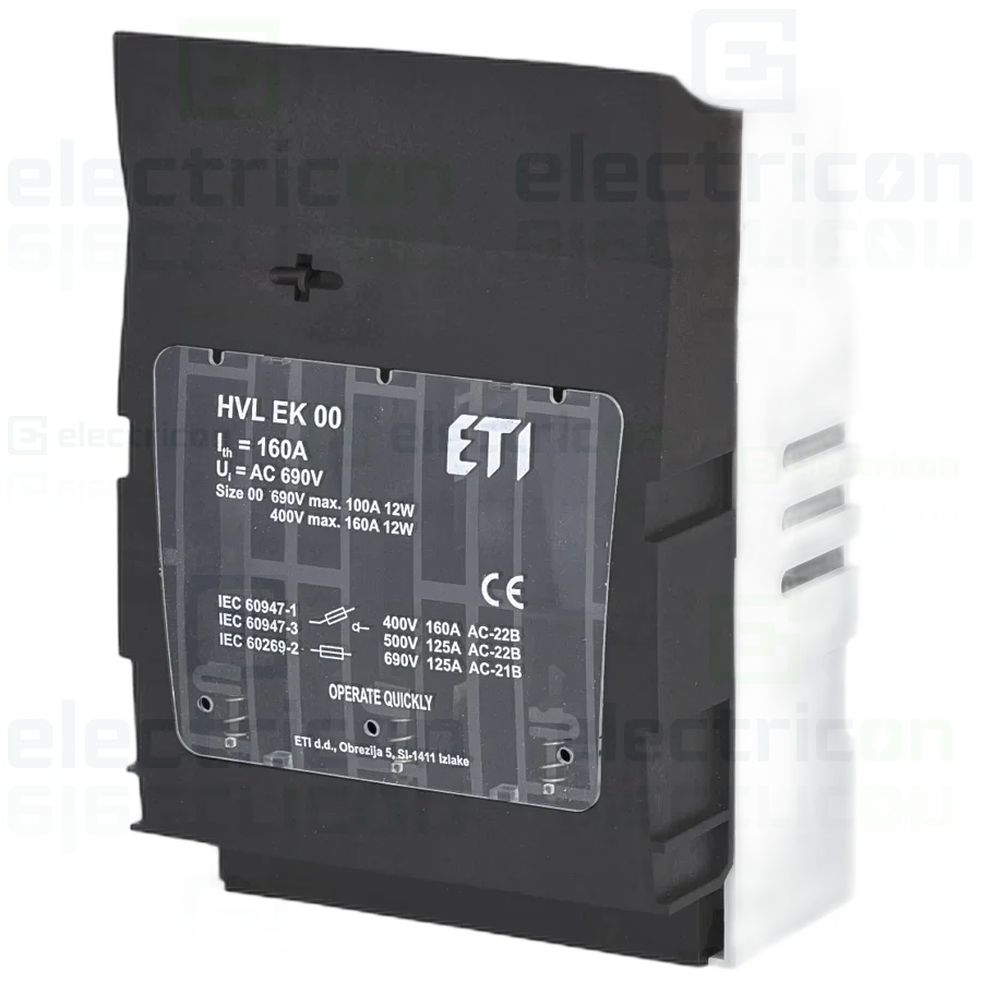 Separator fuzibil (soclu), pentru NH00, maxim 160A, 3P, cu LED, HVL EK 00 3p M8, ETI, 001701250 [1]