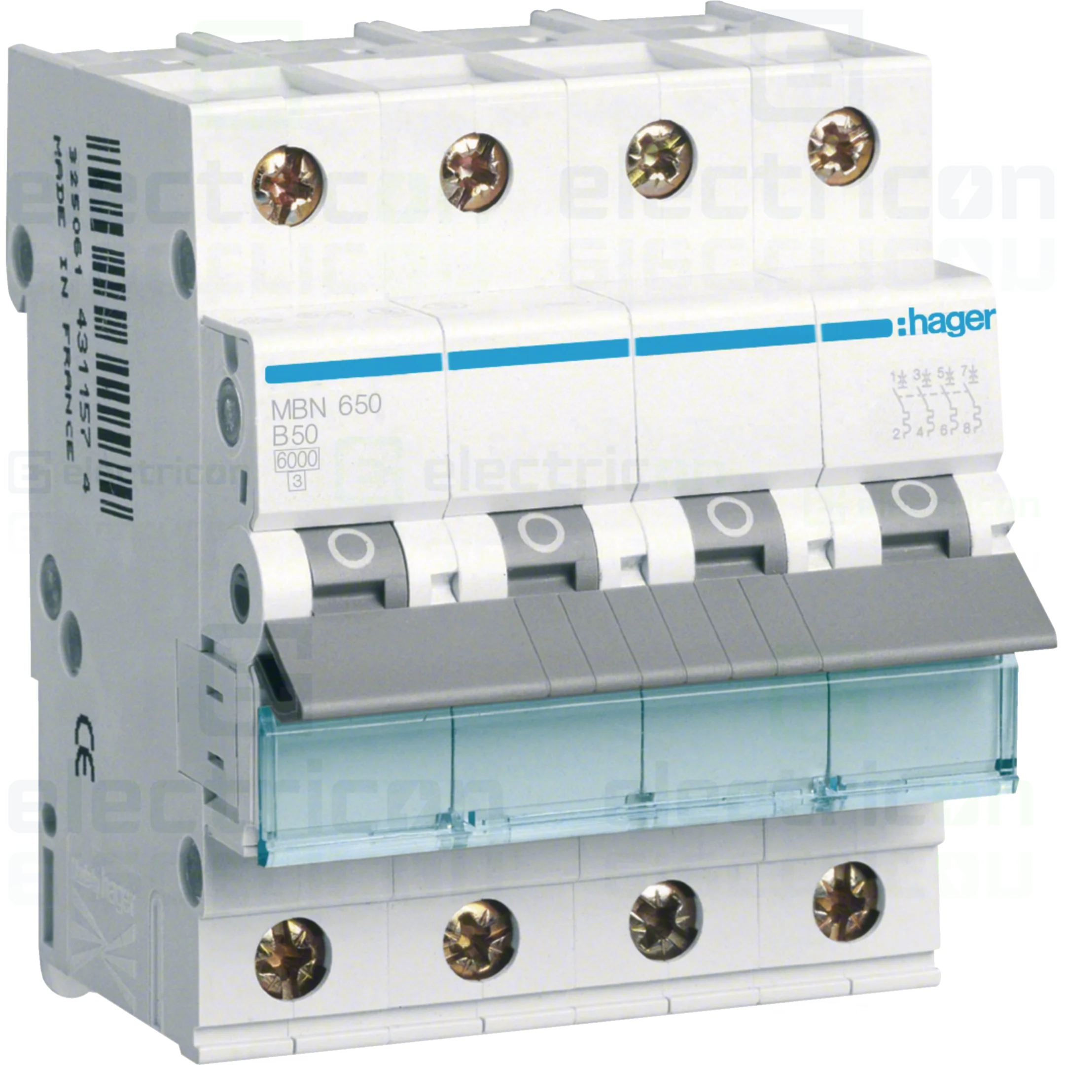Disjunctor MCB Hager MBN650, 3P+N, curba B, 50A, 6kA [1]