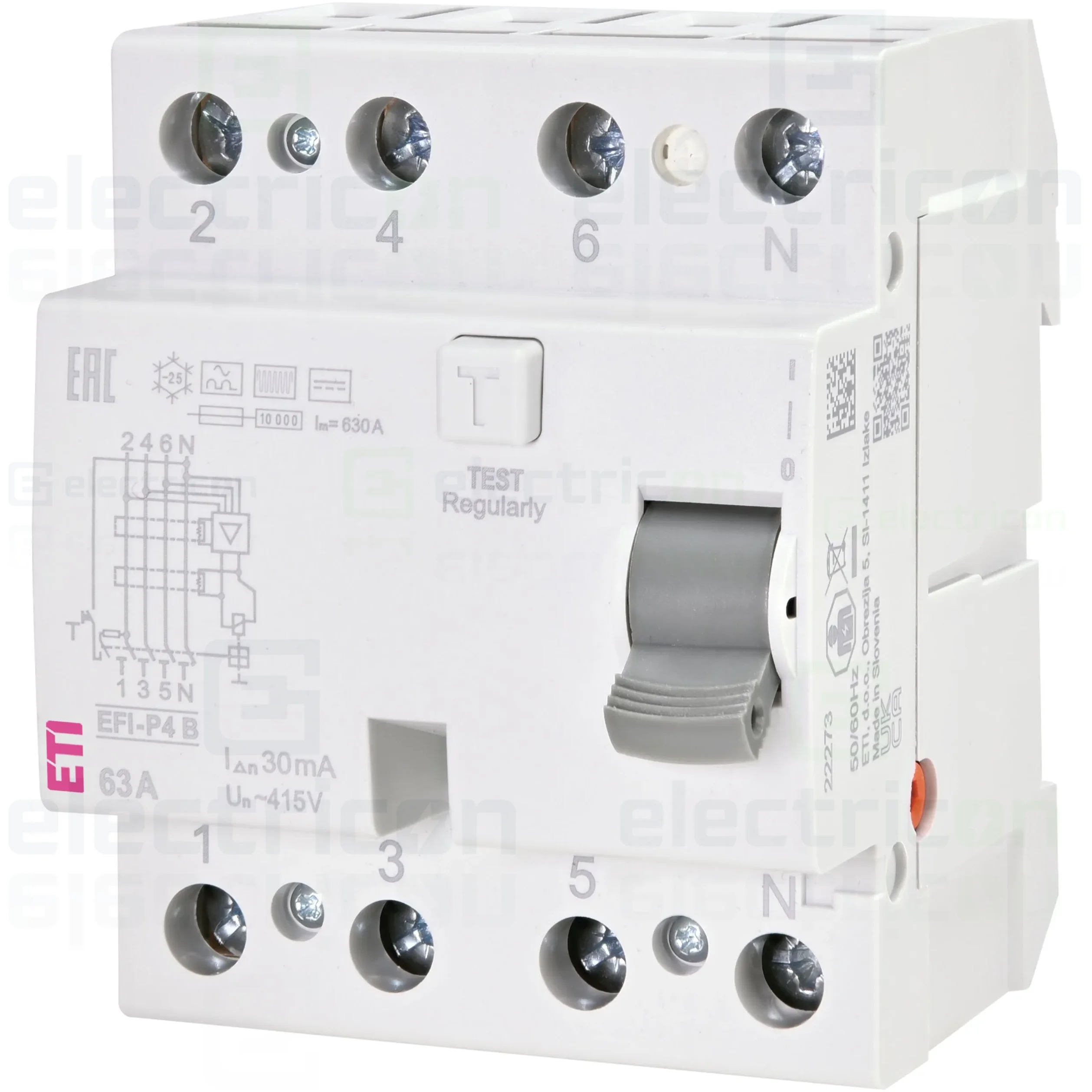 Intrerupator RCCB 3P+N 30mA 40A tip B ETI 002061952 [1]