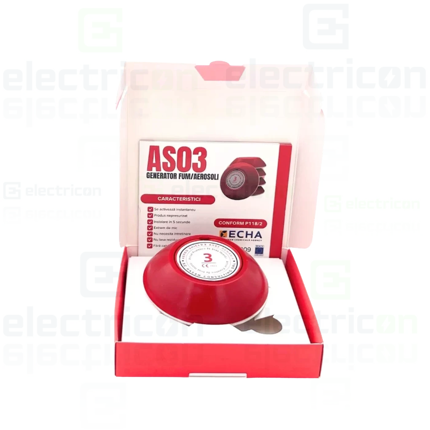 Pastila stingere incediu pentru tablou electric cu aerosoli, capacitate de stingere 0.3 mc, pornire la contact cu flacara, Aeroo Shield 3 , AS03 [2]