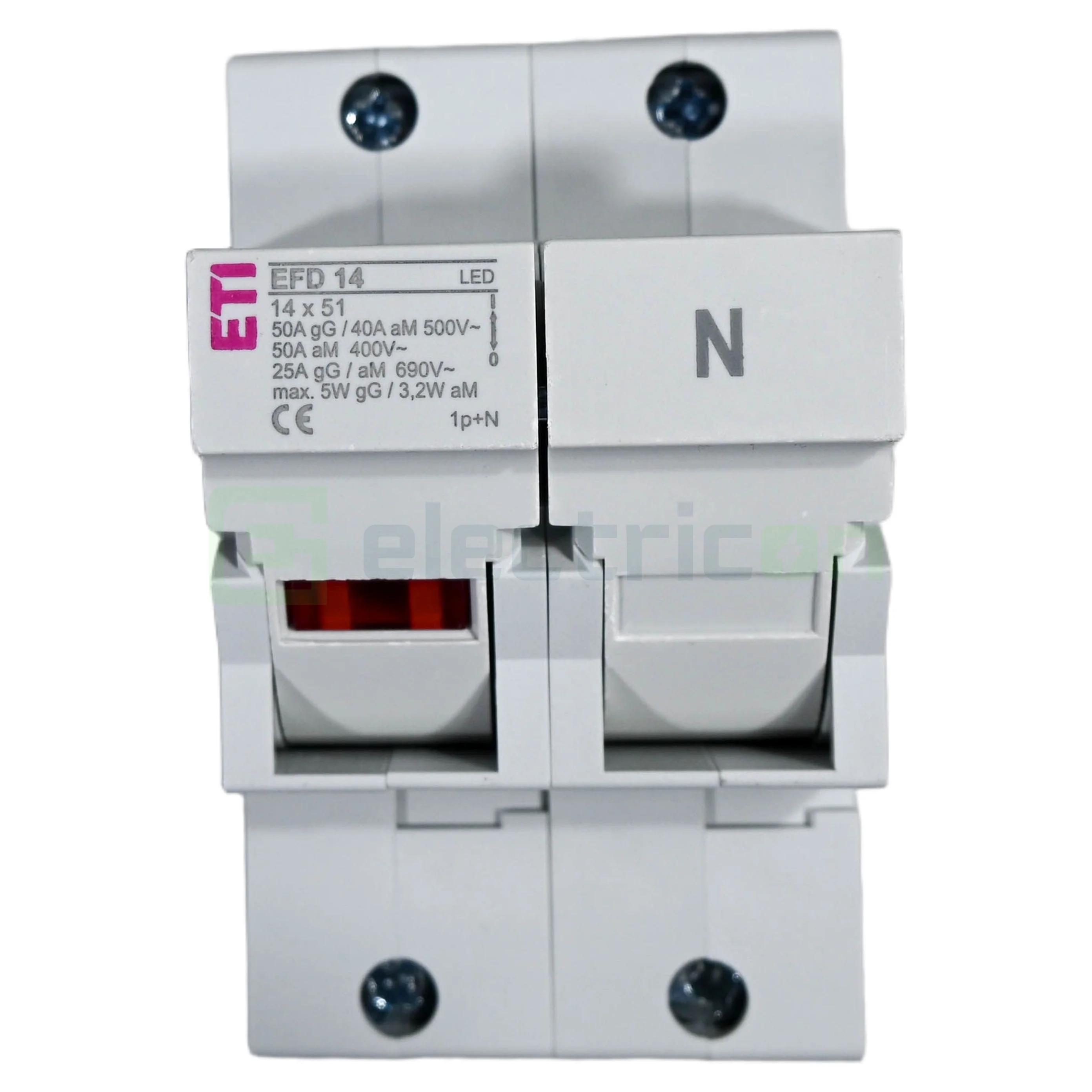 Separator fuzibil (soclu), pentru CH 14x51, maxim 50A, 1P+N, cu LED ,EFD 14 1p+N LED,  ETI, 002560012 [2]