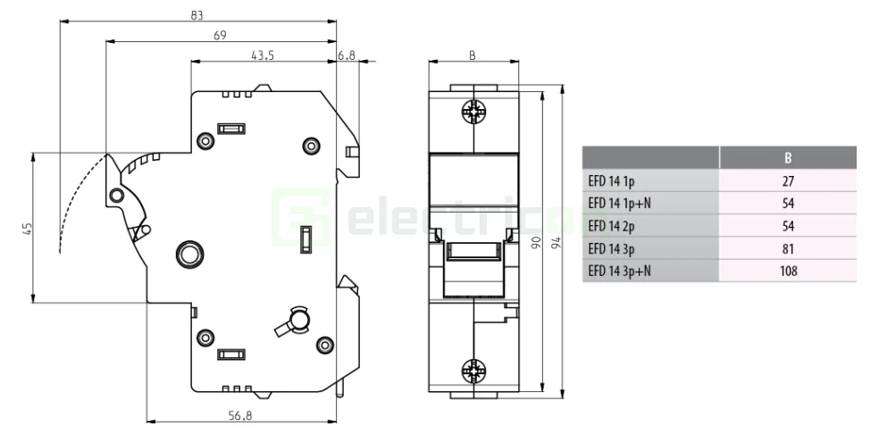 Separator fuzibil (soclu), pentru CH 14x51, maxim 50A, 1P+N, EFD 14 1P+N, ETI, 002560002 [7]