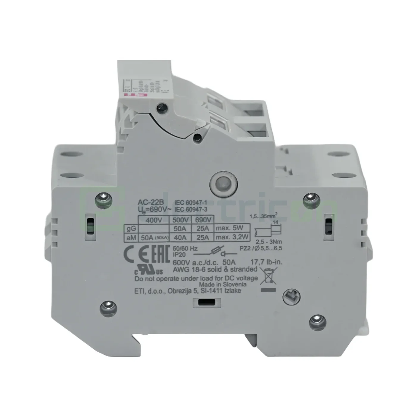 Separator fuzibil (soclu), pentru CH 14x51, maxim 50A, 2P, EFD 14 2p , ETI, 002560013 [2]