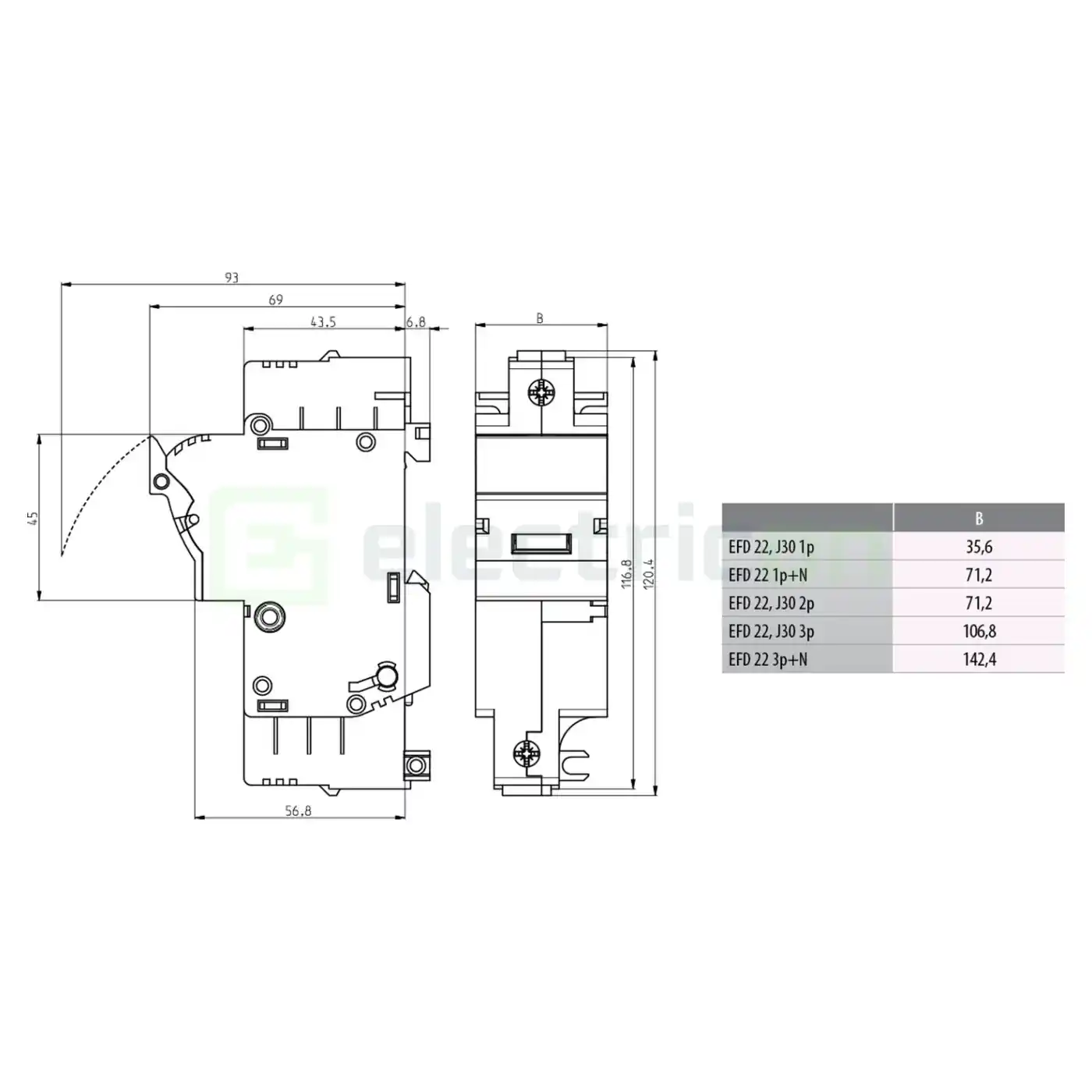 Separator fuzibil (soclu), pentru CH 22x58, maxim 100A, 1P+N, EFD 22 1P+N, ETI, 002570002 [2]
