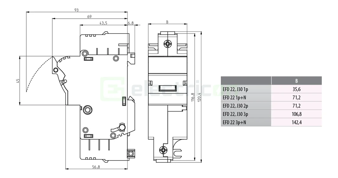 Separator fuzibil (soclu), pentru CH 22x58, maxim 100A, 2P, EFD 22 2p,  ETI, 002570003 [2]