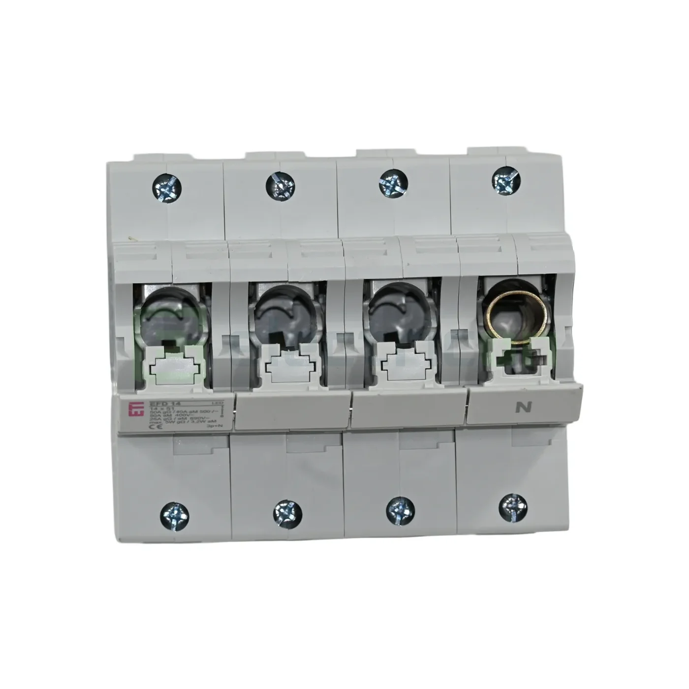 Separator fuzibil (soclu), pentru CH14x51, maxim 50A, 3P+N, cu LED,EFD 14 3p+N LED,  ETI, 002560015 [2]