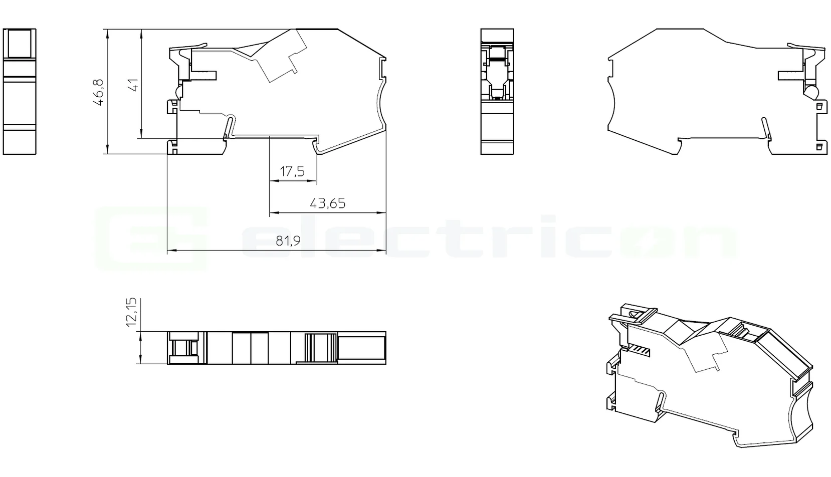 Suport bara AB-PTI 16-NLS BU albastru Phoenix Contact fixare culoare bare cupru [4]