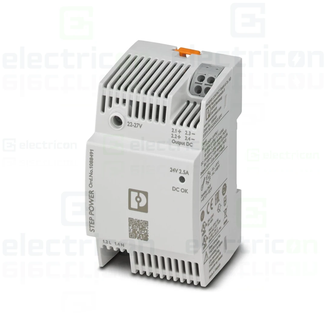 Sursa de alimentare pe șină DIN, 24V DC/ 2,5A , STEP3-PS/1AC/24DC/2.5/PT , Phoenix Contact, 1088491 [1]