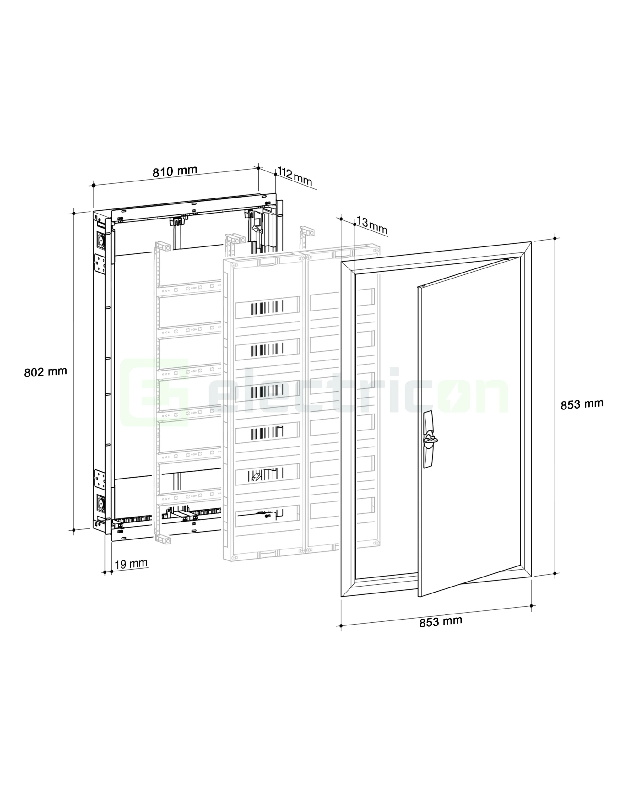 Tablou electric, incastrat, IP30, 180 module, 5x36, IP30, Hager, Univers, FWU53S [3]