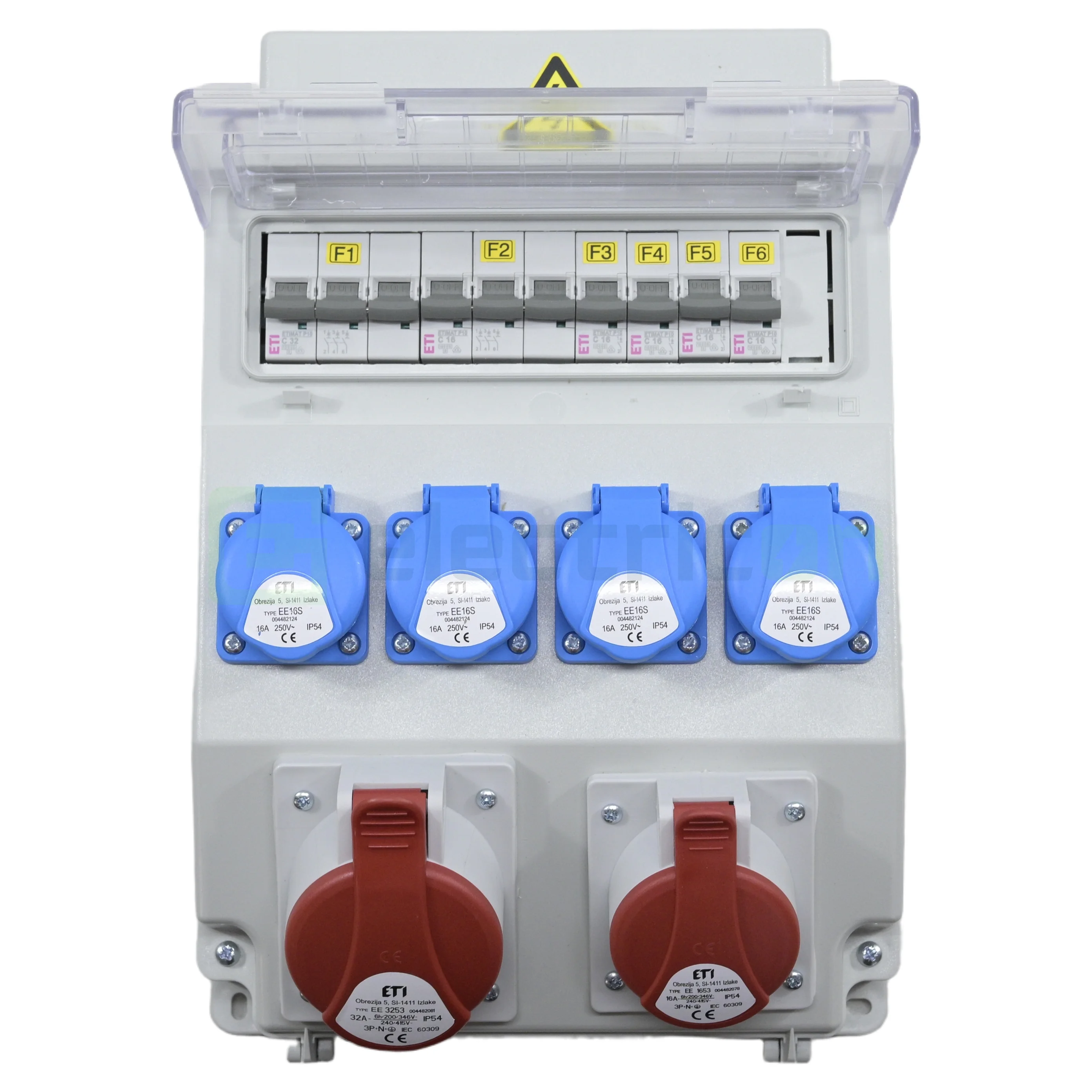 Tablou Șantier Mixt 4xSchuko + 2xCEE IP54 ETI 004483302 [2]