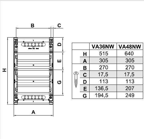 Tablou multimedia, aparent, 48 module (4x12), ușă albă, IP30, Volta, Hager, VA48NW [5]
