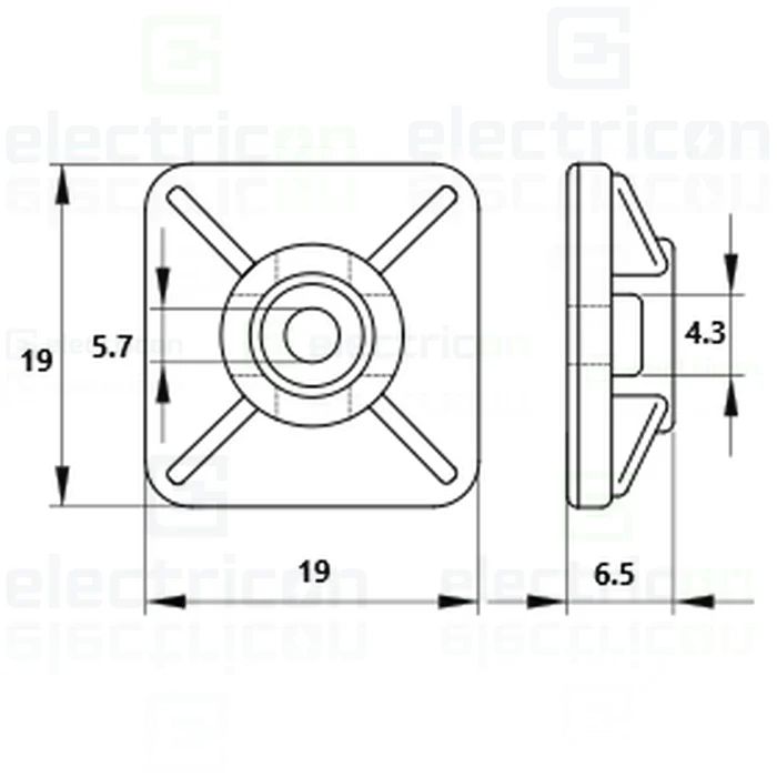 Talpa autodezivă Tracon 19x19 fasete negru [4]