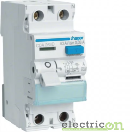 RCCB – întrerupătoare diferențiale - Disjunctor diferential 63A/30mA Hager - CDA263D