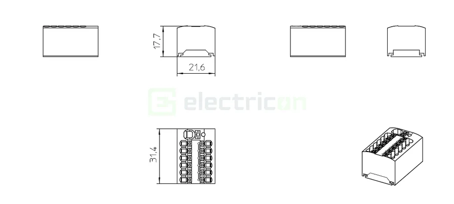Bloc distribuție Phoenix Contact 1046965, PTFIX 4/12x1.5 verde, 13 conexiuni, push-in [4]