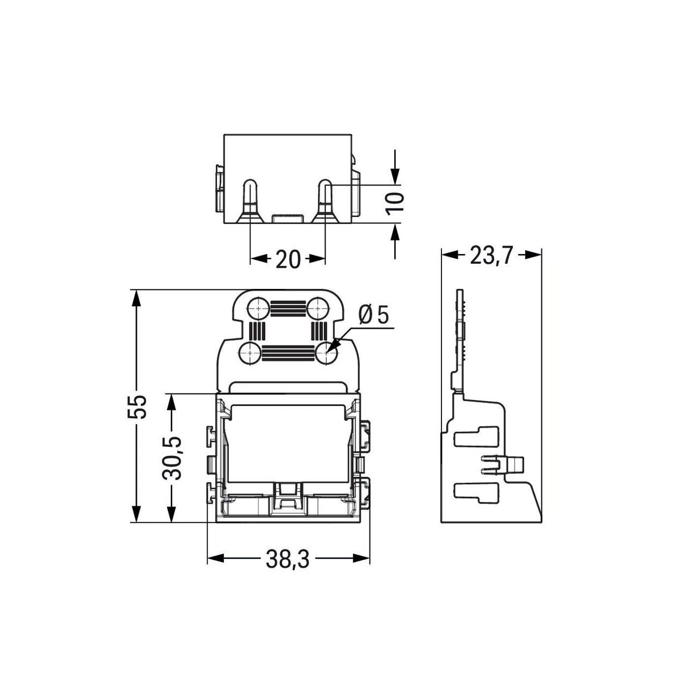 Suport de montare cu detensionare pentru conectori cu 10 fire,4mm,pentru montare cu surub albastru, Wago, 221-509/000-006 [4]