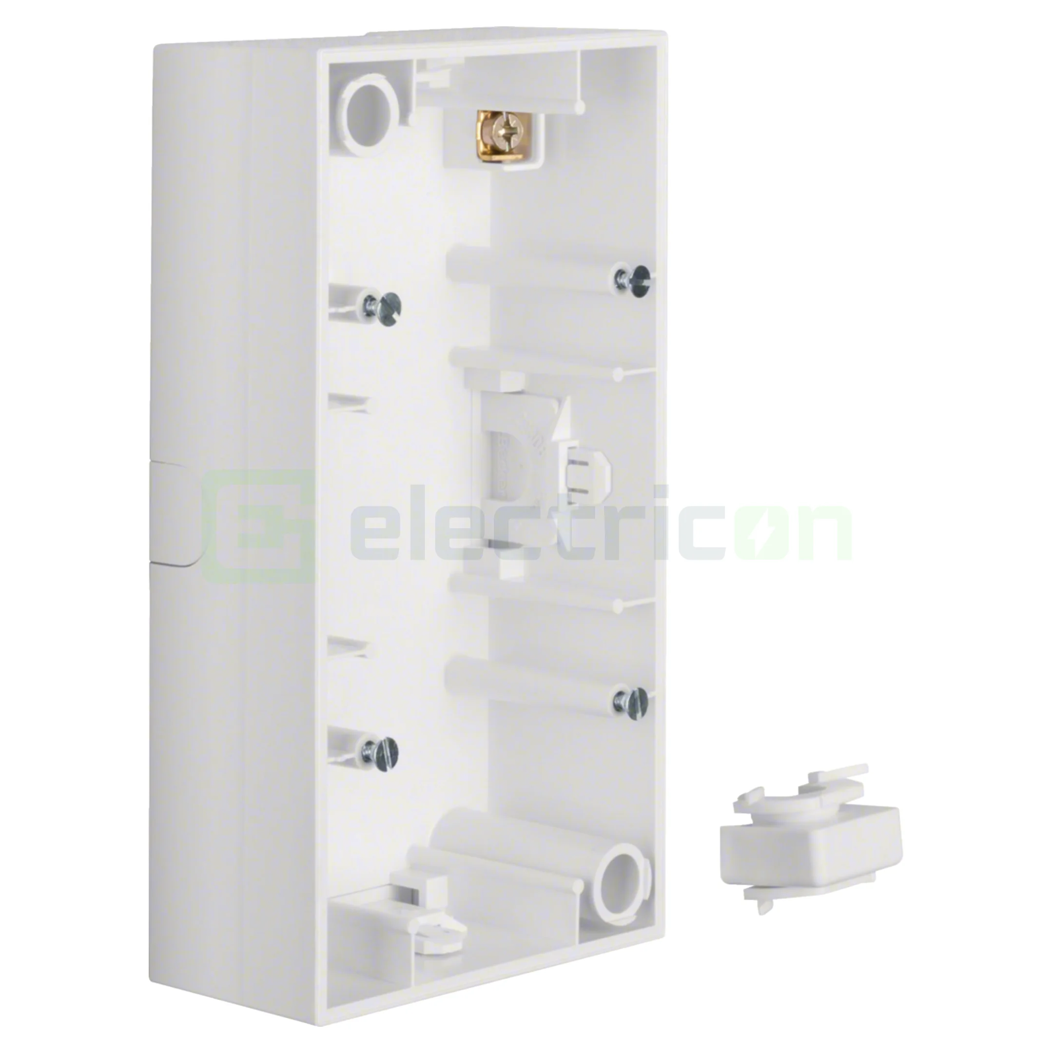 Accesorii prize si intrerupatoare - Adaptor montaj aparent priză/întrerupător , 2 module, poziționate orizontal, alb lucios, Berker S.1, 10428989