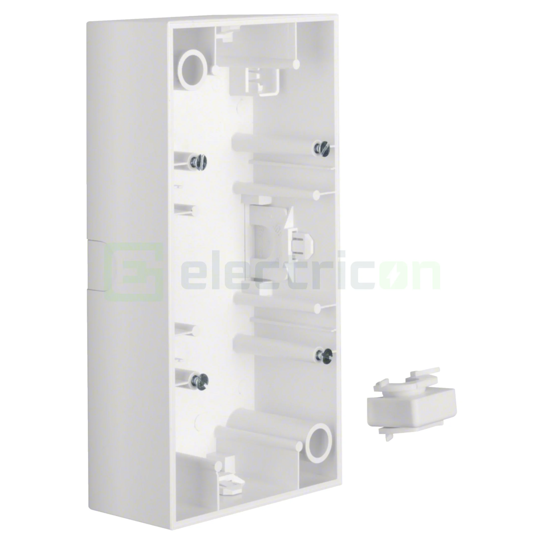 Accesorii prize si intrerupatoare - Adaptor montaj aparent priză/întrerupător , 2 module, poziționate orizontal, alb mat, Berker S.1, 10429909