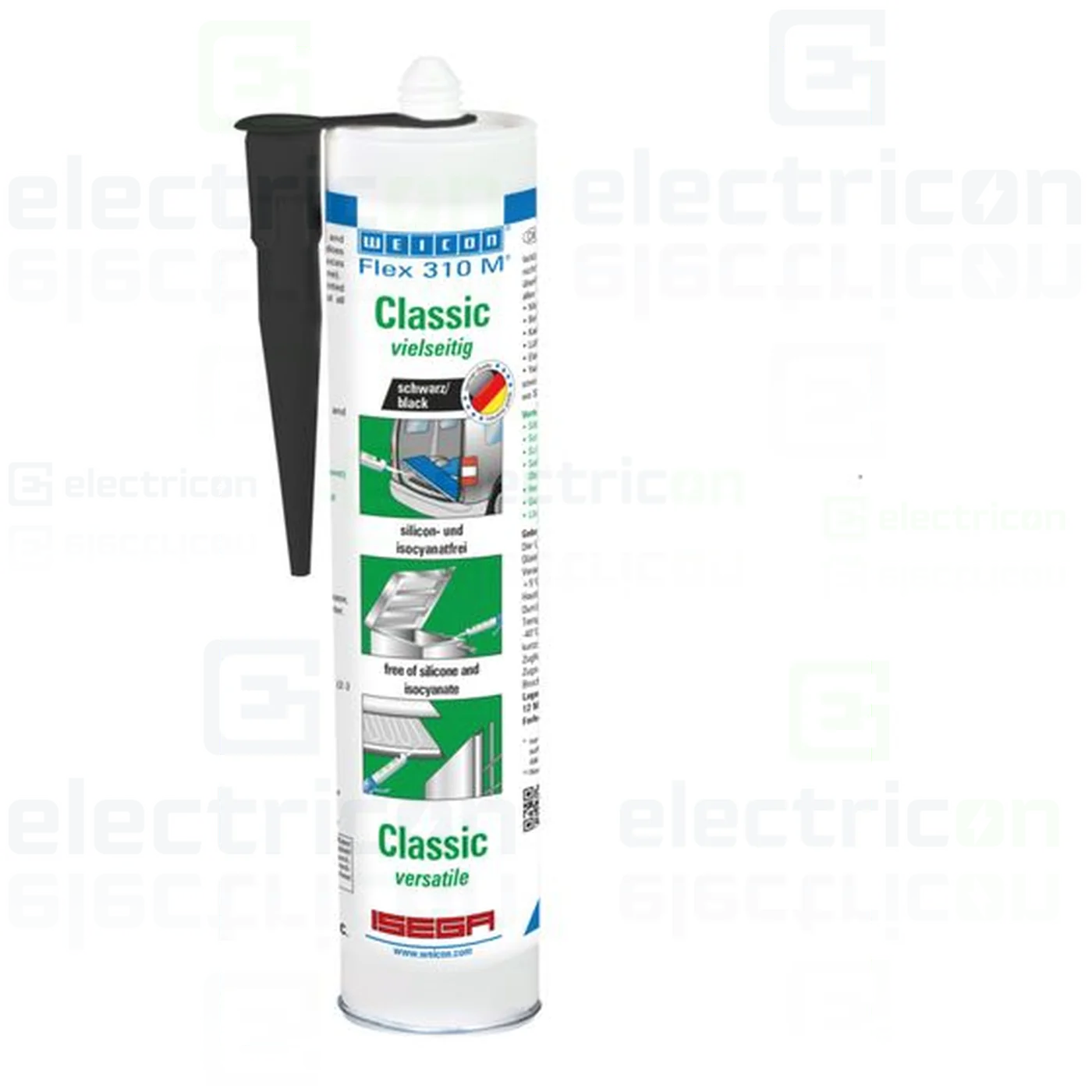 Spray-uri,Spume și lubrifianți - Cartuș adeziv elastic negru Weicon Flex 310 MS Classic 310ml