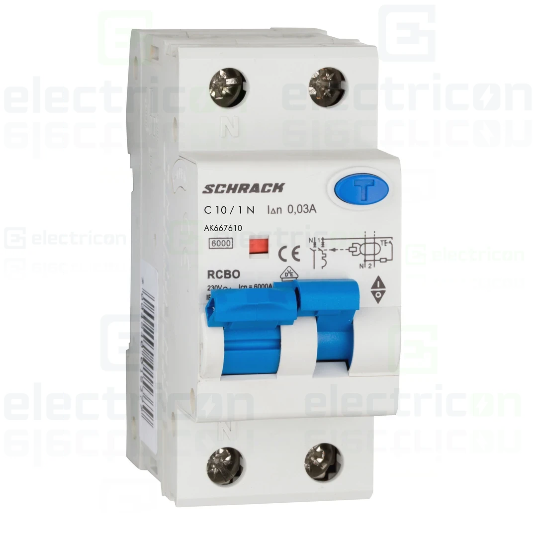 RCBO – siguranțe cu protecție diferențială - Siguranta RCBO 10A/30mA Schrack - AK667610