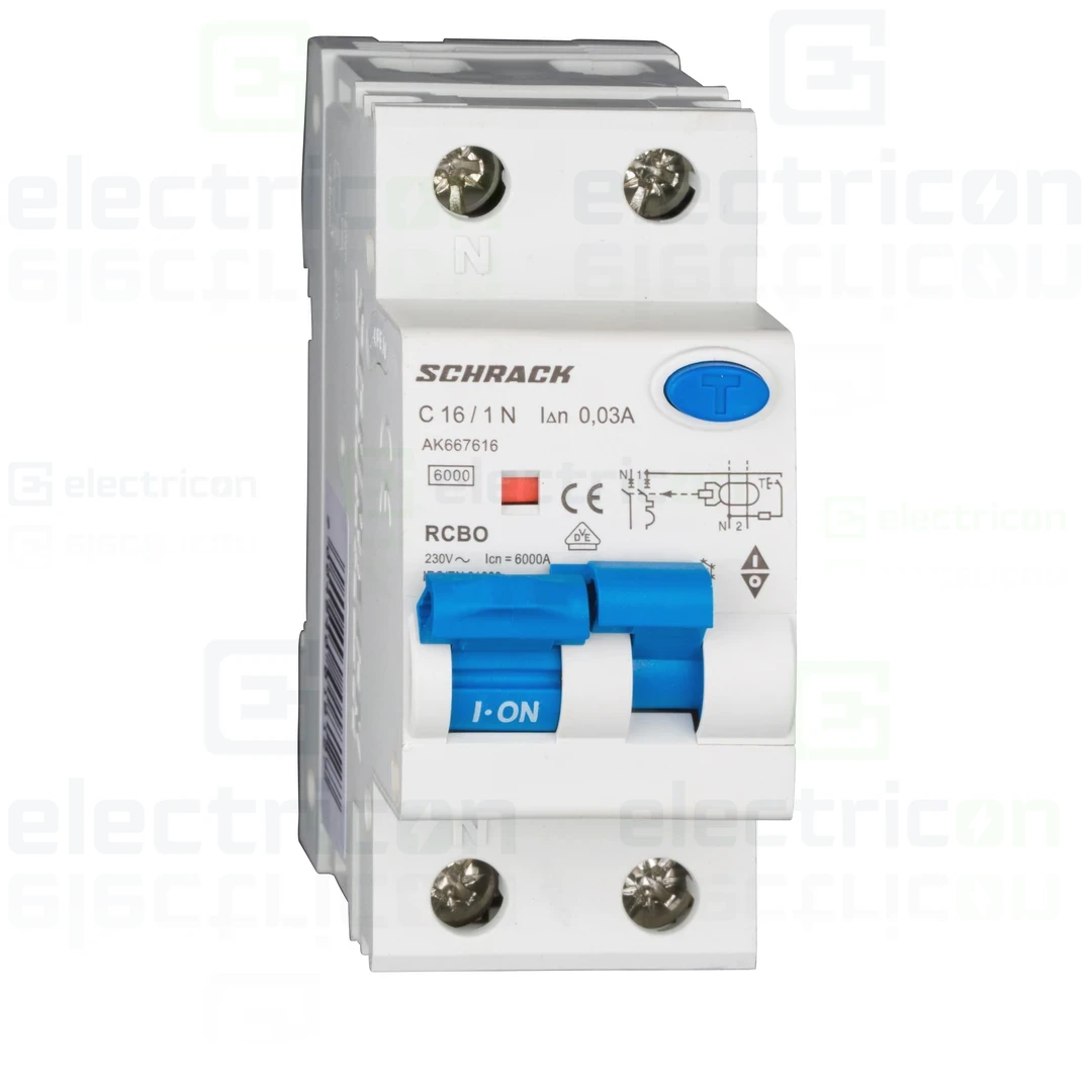 RCBO – siguranțe cu protecție diferențială - Siguranta RCBO 16A/30mA Schrack - AK667616
