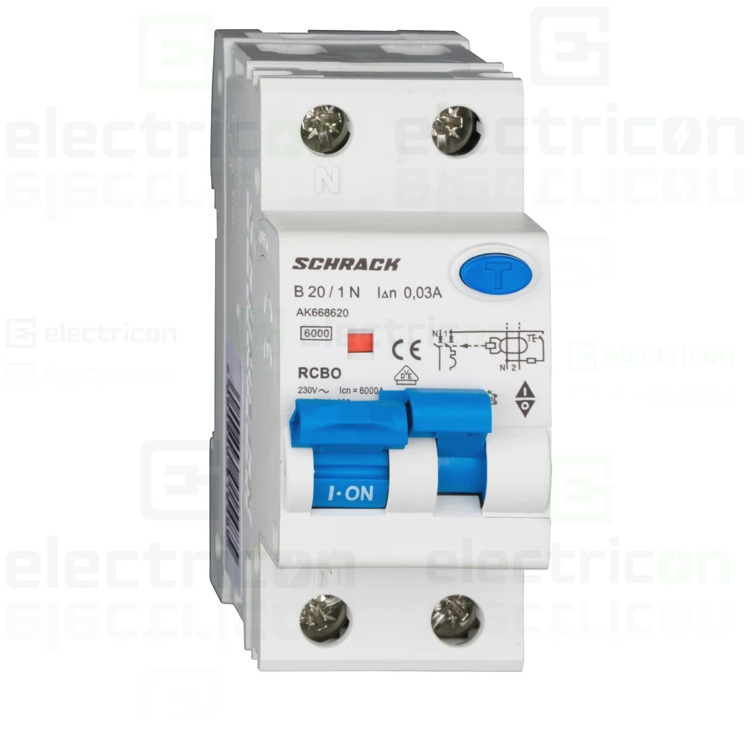 RCBO – siguranțe cu protecție diferențială - Siguranta RCBO 20A/30mA Schrack - AK668620