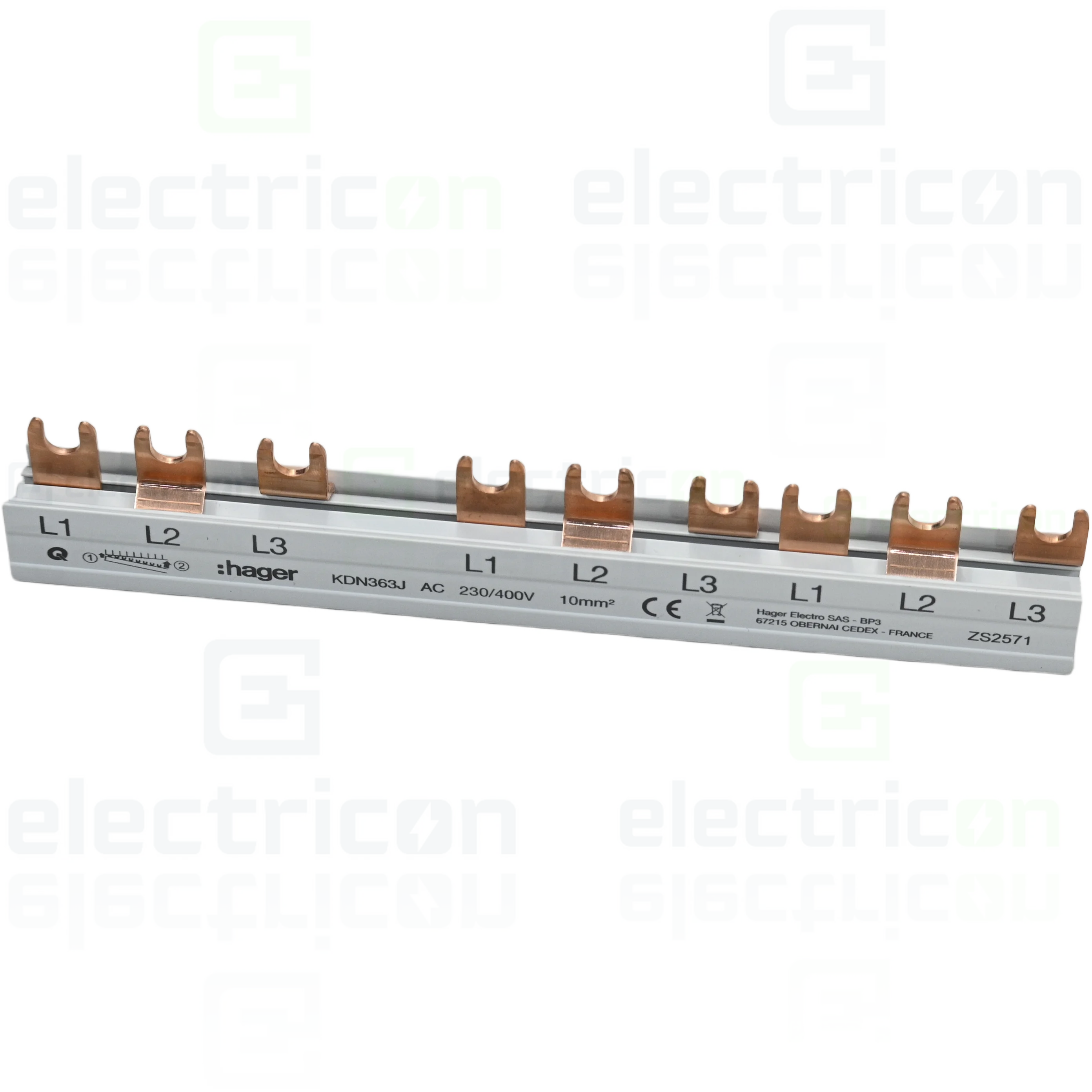 Pieptene de alimentare trifazat (3P) tip furcă Hager KDN363J [2]