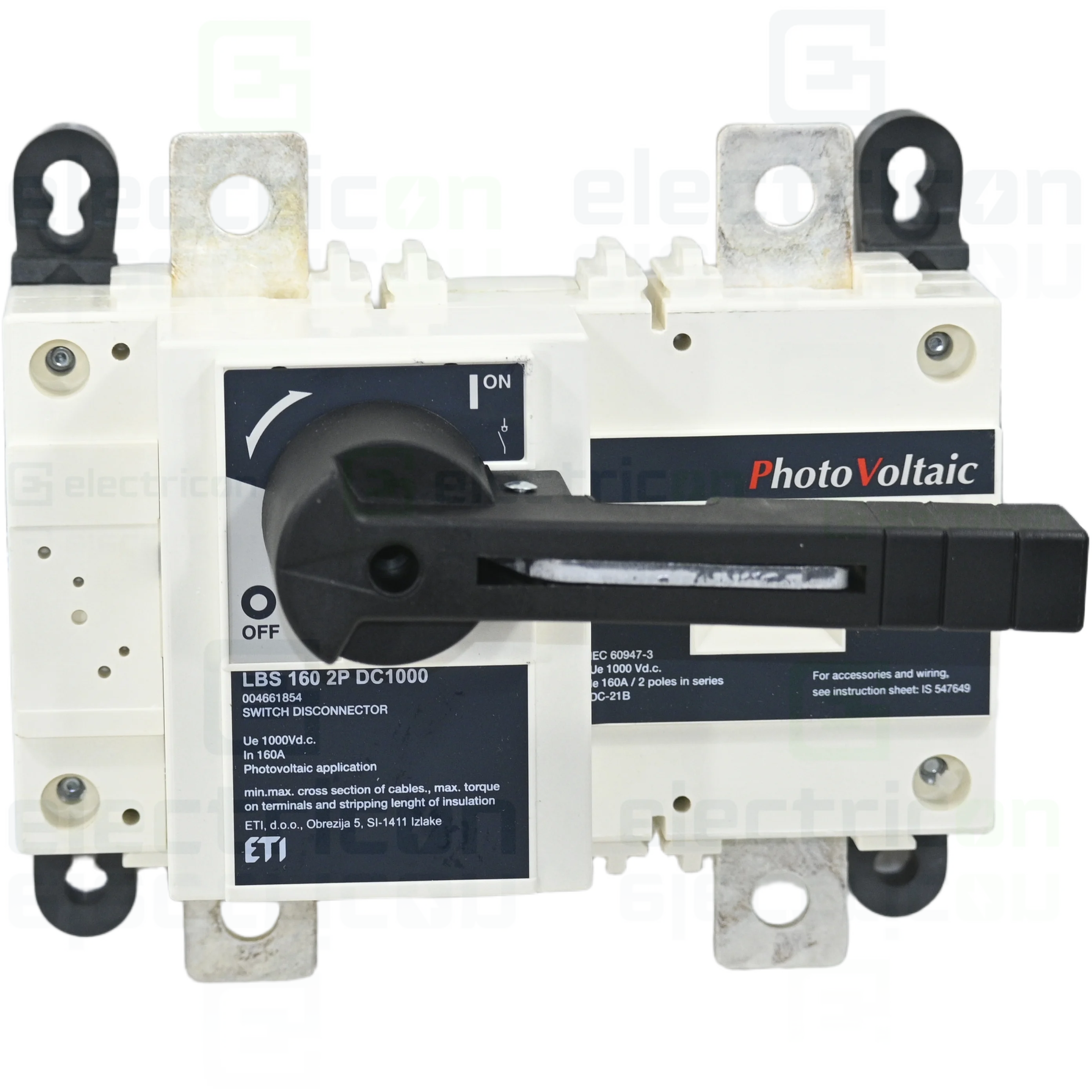Siguranțe, Diferentiale, Separatori & Busbar - Kit ETI: Separator de sarcină 160A DC și mâner de acționare