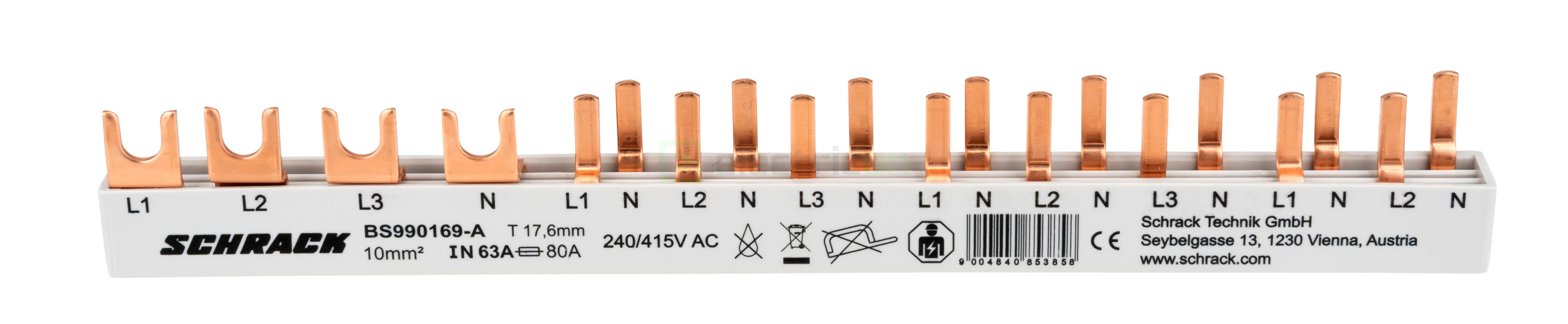 Busbar și accesorii - Bareta alimentare 1P 80A Hager BS990169