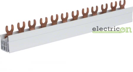 Busbar - Bareta alimentare (busbar), 3P, tip furca, 12 module, 10mmp, 63A, Hager, KDN363A
