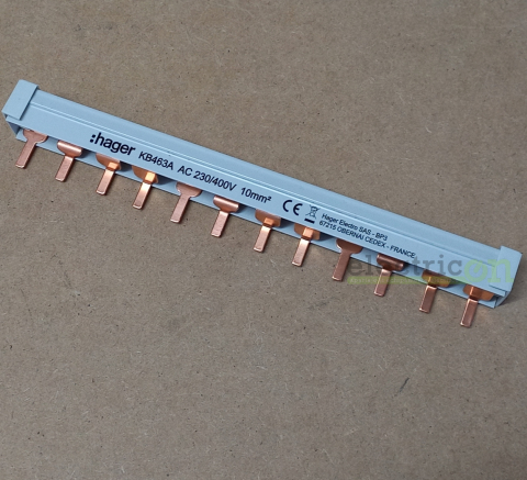 Bareta alimentare (busbar), 4P, tip pin, 12 module, 10mmp, 63A, Hager, KB463A [3]