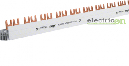 Siguranțe, Diferentiale, Separatori & Busbar - Bareta alimentare (busbar),2P, tip furca, 57 module, 10mmp, 63A, Hager, KDN263B