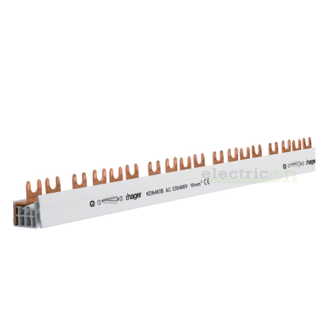 Bareta alimentare (busbar), 4P, tip furca, 56 module, 10mmp, 63A, Hager, KDN463B