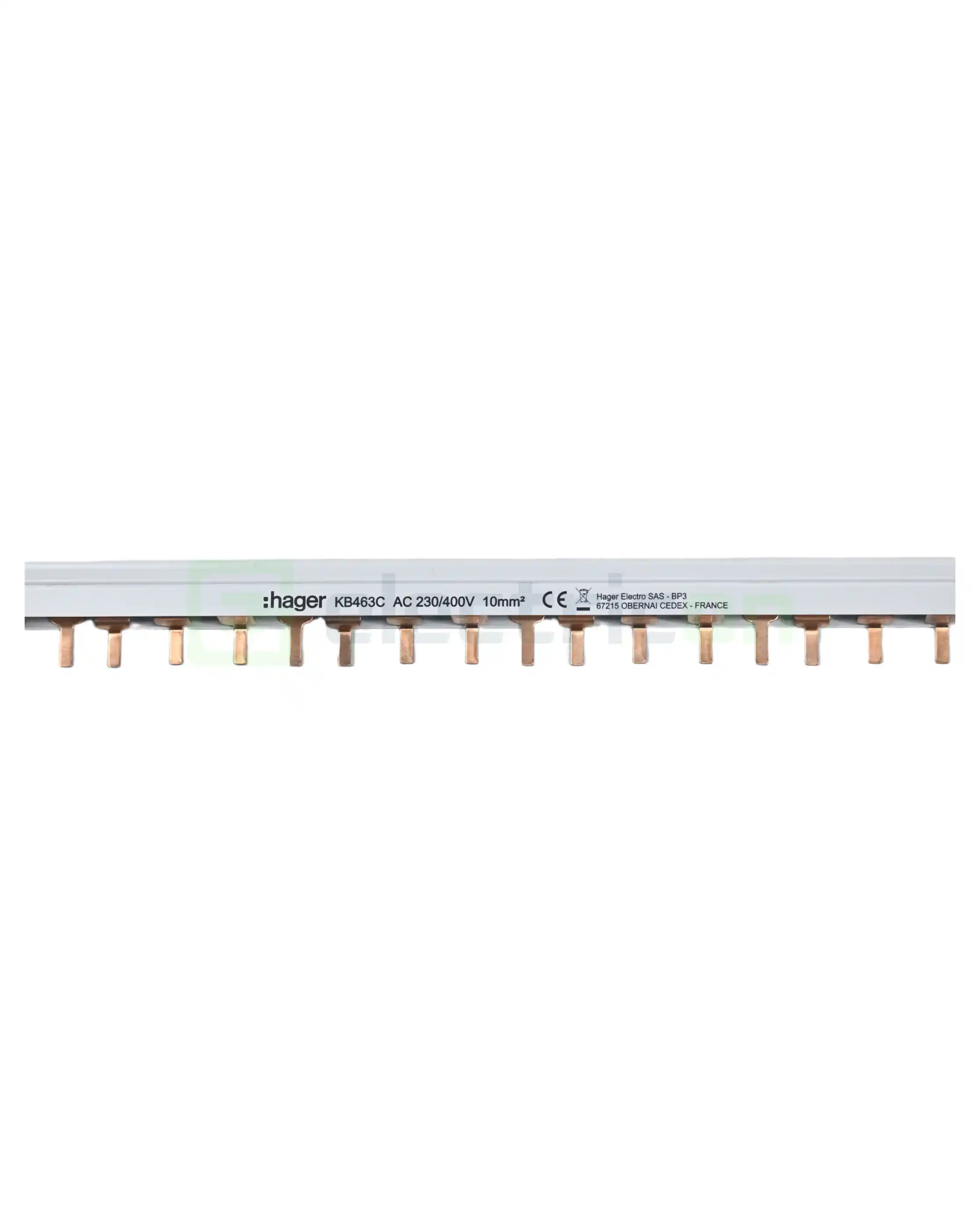 Busbar și accesorii - Bareta alimentare (busbar), 3P+N, tip pin, 24 module, 10mmp, 63A, Hager, KB463C