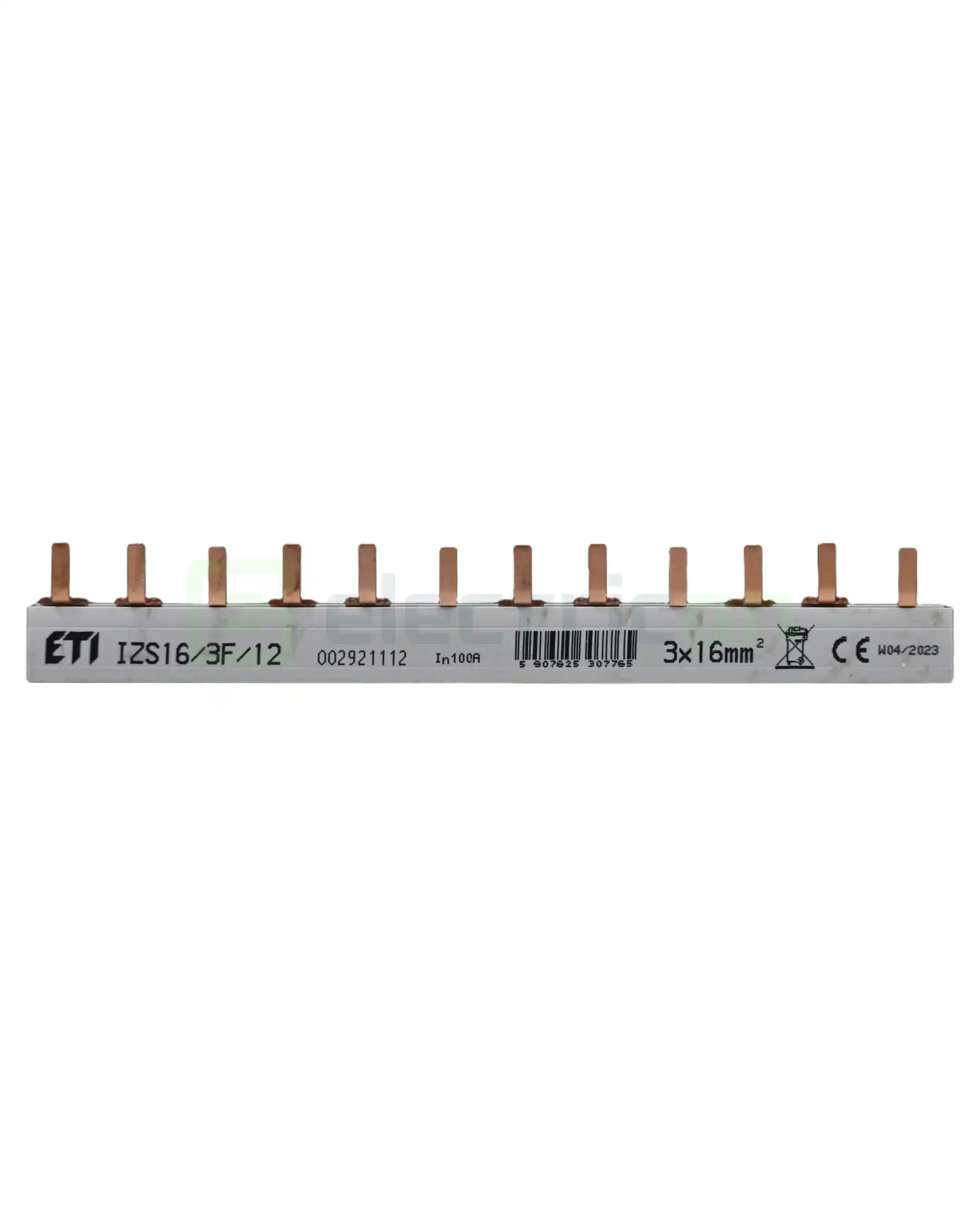 Busbar și accesorii - Bareta alimentare (busbar), 3P, tip pin, 12 module, 100A, IZS16, ETI, 002921112