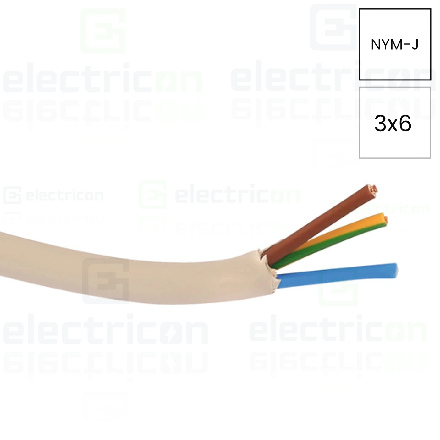 Cablu electric monofilar rigid, (N)YM-J 3x6 mm², gri deschis